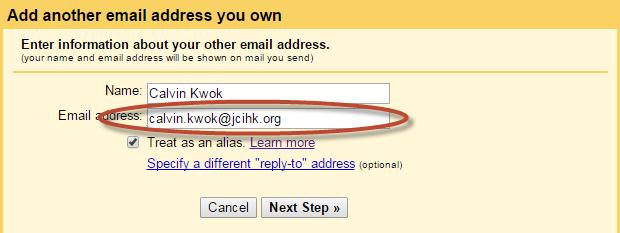 Step 3: Enter your jcihk.org email address in the Email address field and then click Next Step.