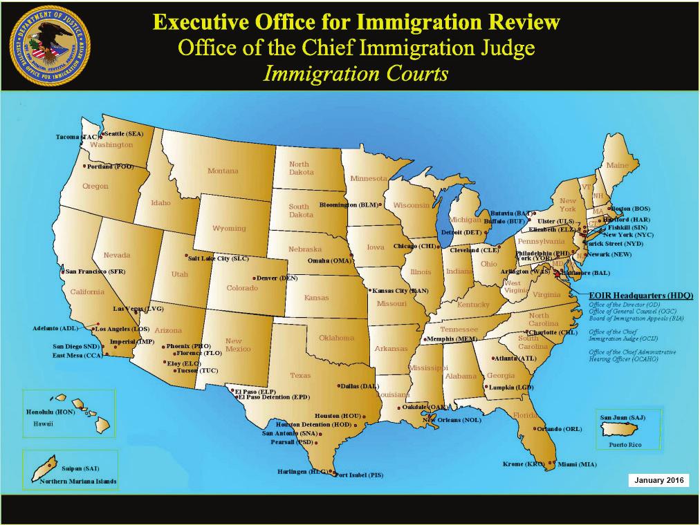 1.2. Map of the Immigration Courts 1.3.