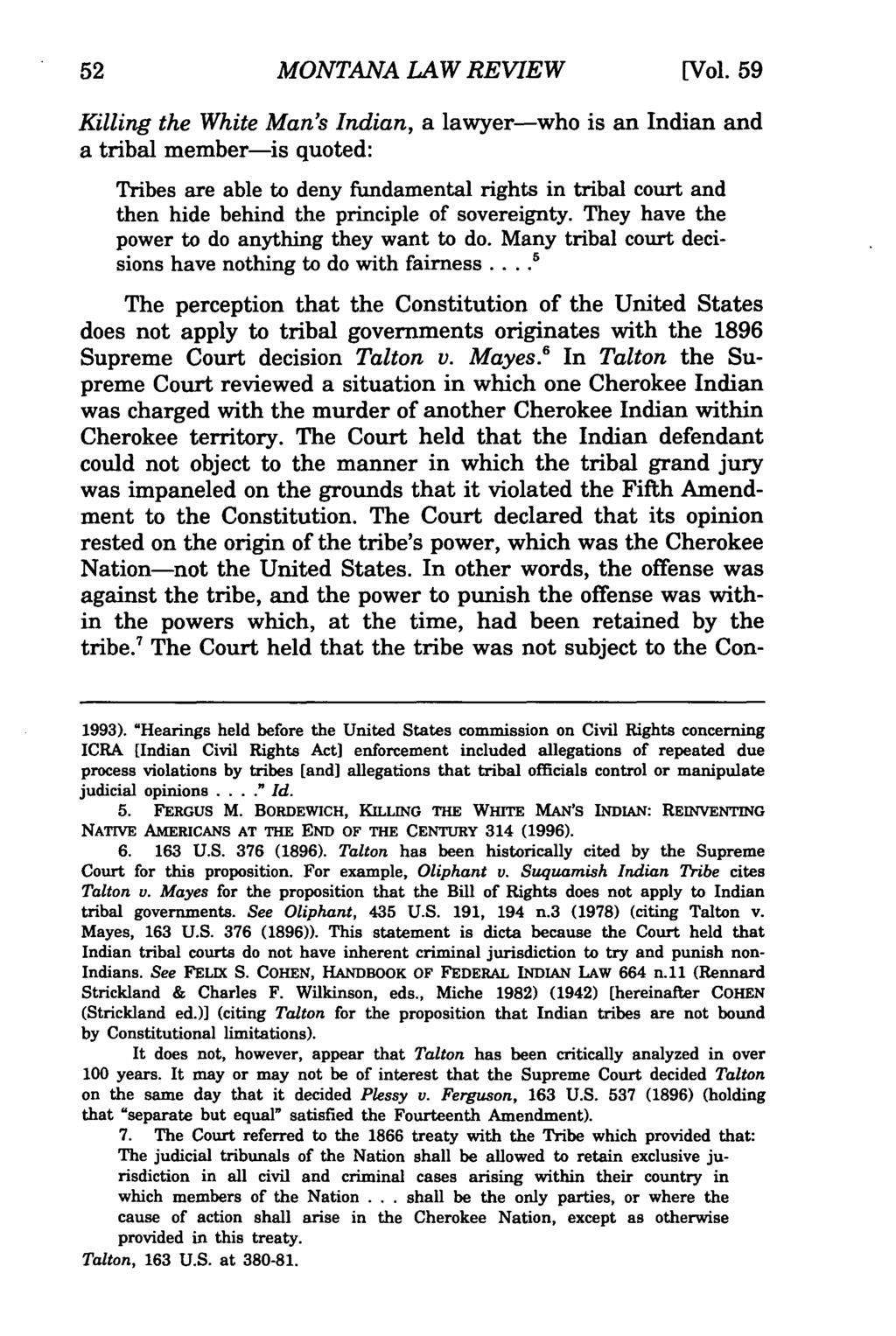 Montana Law Review, Vol. 59 [1998], Iss. 1, Art. 4 MONTANA LAW REVIEW [Vol.