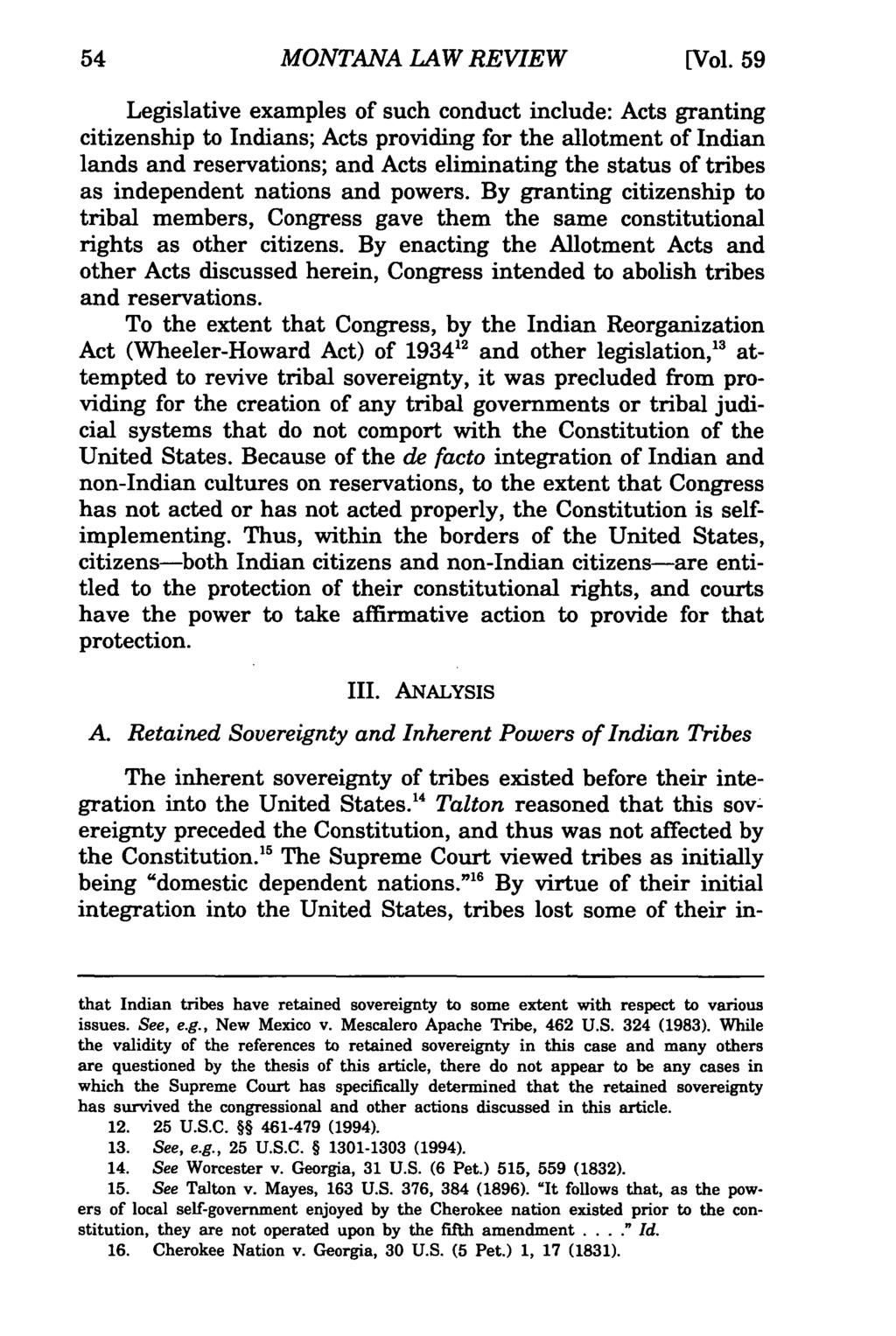Montana MONTANA Law Review, LAW Vol. 59 REVIEW [1998], Iss. 1, Art. 4 [Vol.