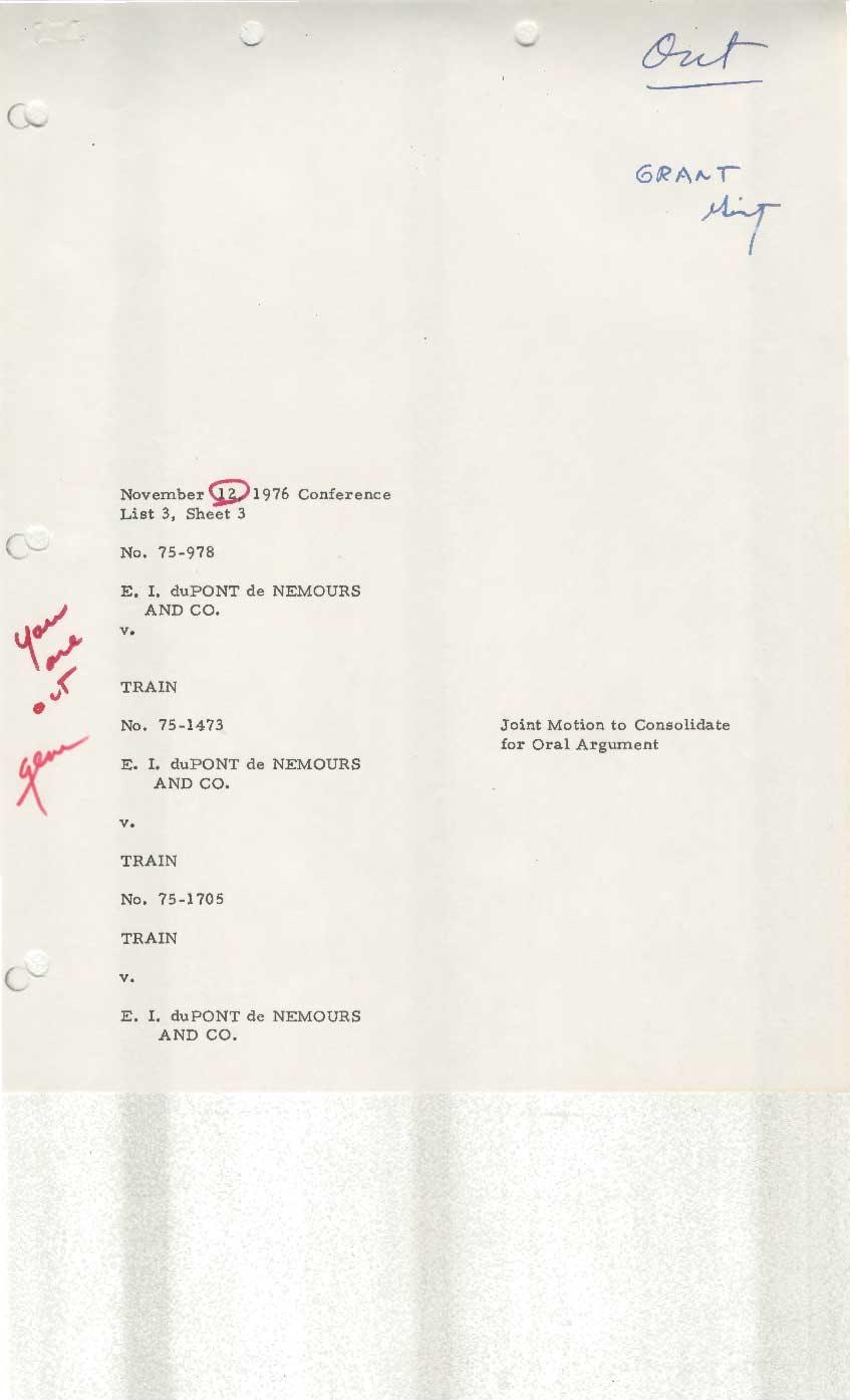 (.- November List 3, Sheet 3 No. 75-978 1976 Conference E. I. dupont de NEMOURS AND CO.