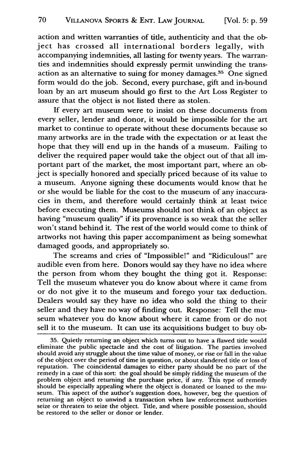 70 VILLANOVA Jeffrey S. Moorad SPORTS Sports & Law EN'T. Journal, Vol. 5, Iss. 1 [1998], Art. 5 LAw JouRNAL [Vol. 5: p.