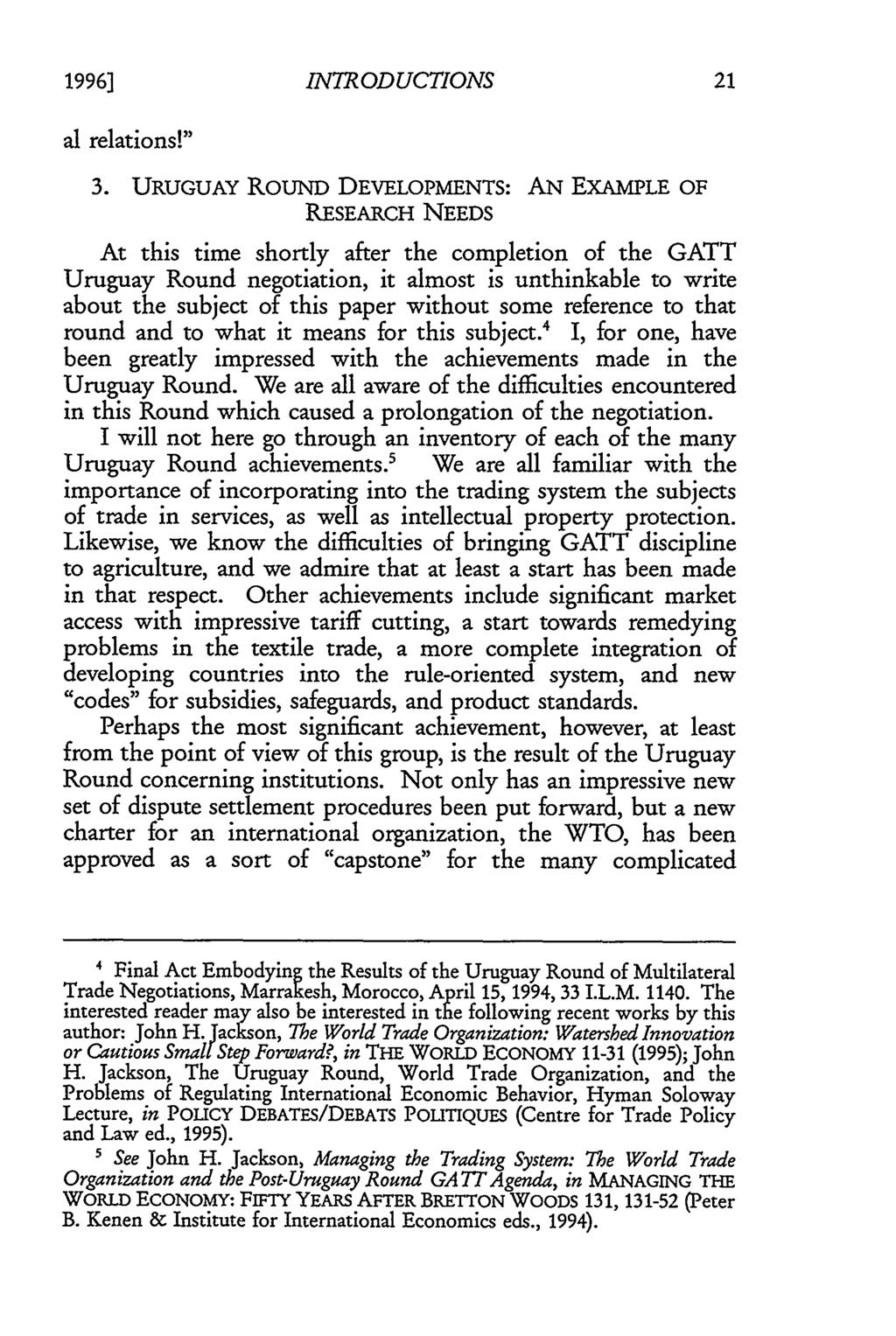 1996] Jackson: Reflections on International Economic Law INTRODUCTIONS al relations!" 3.