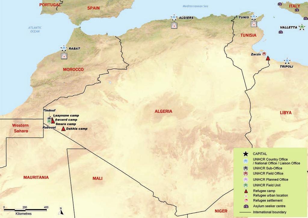 ALGERIA UNHCR s planned presence 2014 Number of offices 2 Total personnel 58 International staff 12 National staff 41 JPOs 2 UN Volunteers 3 Overview Working environment Algeria is both a transit and