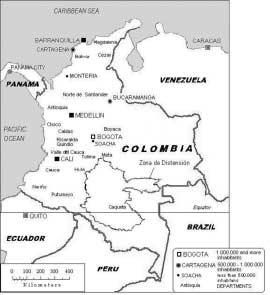 Vladimir ROUVINSKI and Jaime VASQUEZ SANCHES Figure 1. Principal cities, Zona de Distención (de-militarised zone), and departments of Colombia.