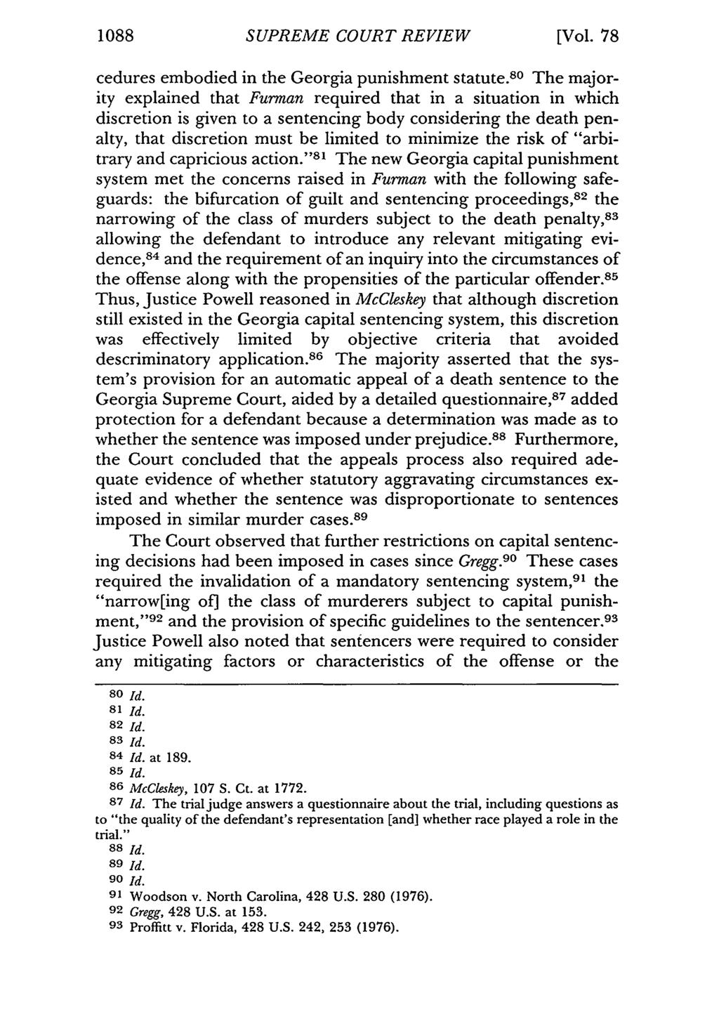 1088 SUPREME COURT REVIEW [Vol. 78 cedures embodied in the Georgia punishment statute.
