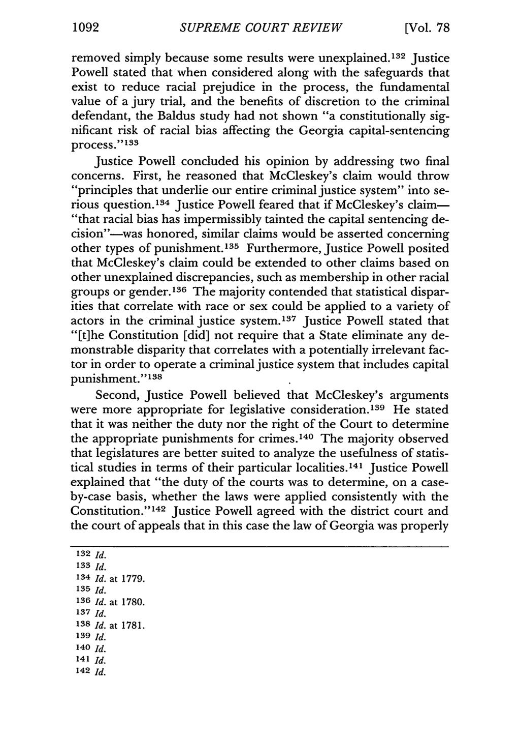 1092 SUPREME COURT REVIEW [Vol. 78 removed simply because some results were unexplained.