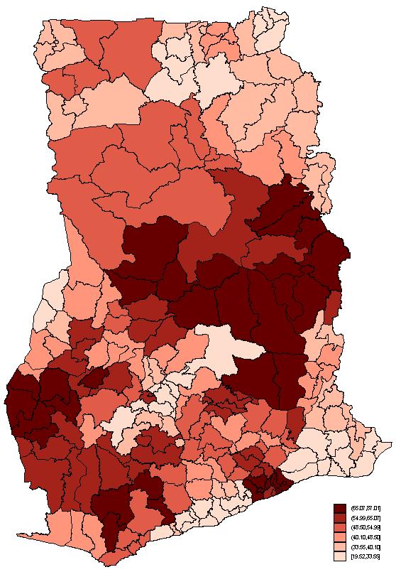 Figure 2: Share of internal migrants by district of destination,