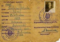 ID (Ausweiss) issued on February 1, 1943 to Józef Filipowicz domiciled in Poryck