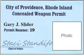 This is a City of Providence Issued Permit to Carry. It is Valid Stat wide. Personal Info is recorded on the Reverse. I do not have an image of the back.