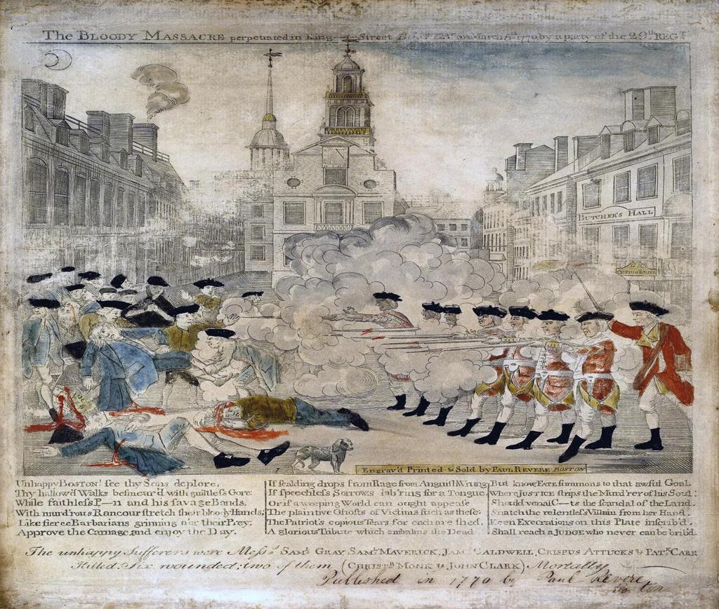 The Bo<ton Ma<<acre and the Town<hend Act< On the same day the Townshend Acts were repealed in England, redcoats in Boston were being picked on by Patriots.