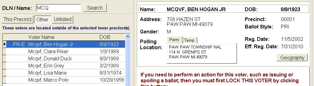 Missing Voter Name not found Provisional (affidavit) Ballot or Provisional (envelope) Ballot If the voter s name is not found under This