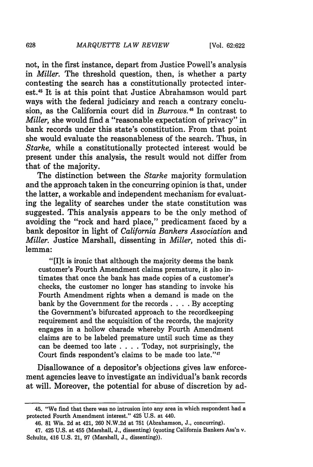 MARQUETTE LAW REVIEW [Vol. 62:622 not, in the first instance, depart from Justice Powell's analysis in Miller.
