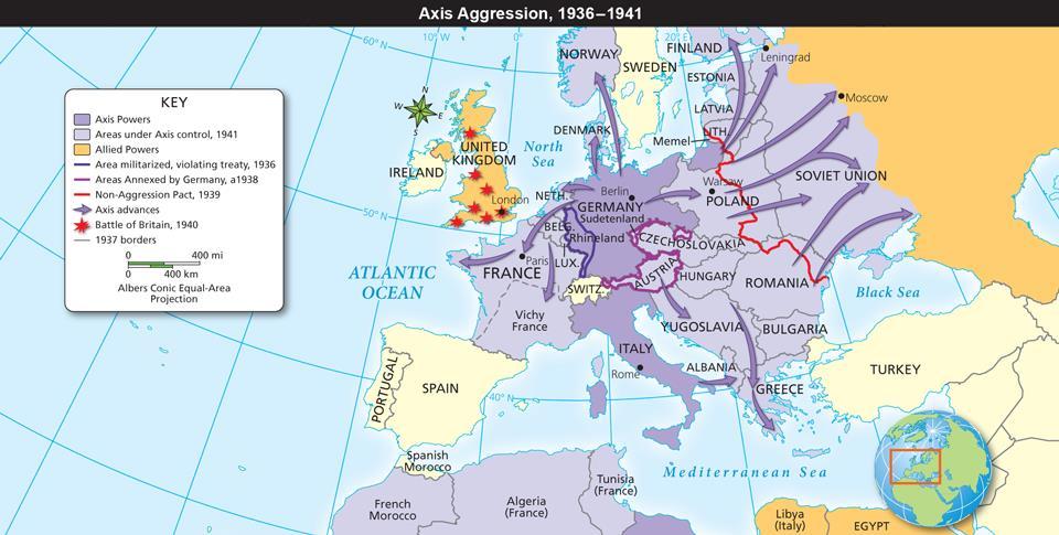 War Breaks Out in Europe Within five years, the Axis Powers dominated Europe.