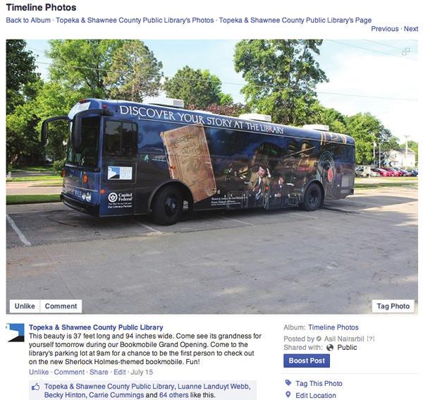 Figure 2.1 Topeka s Facebook Post about its new bookmobile What should you share on Twitter?