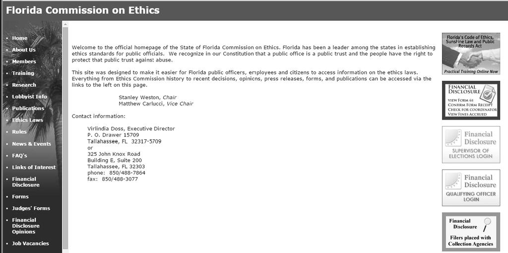 myflorida.com/elections Financial Disclosure Forms 1 and 6 can be obtained from the Commission on Ethics website below: > www.ethics.state.fl.us Please do not use the forms in this handbook.