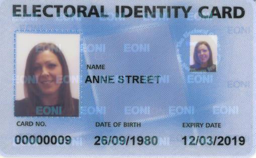 Electoral Identity Card MINI VERSION OF MAIN PHOTOGRAPH WITH EONI LOGO HOLOGRAPHIC