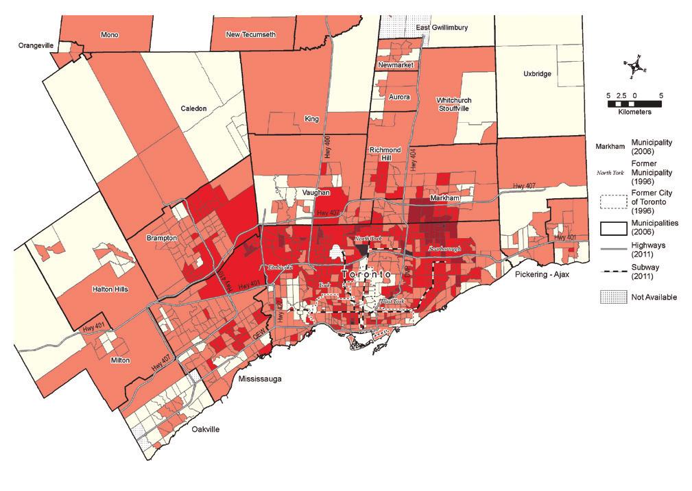 MAP 2: Percentage of working poor individuals among the working-age population after-tax Toronto Census Metropolitan Area, 2012 Percentage by Census Tracts 0% to 5% 5% to 10% 10% to 15% 15% to 20%