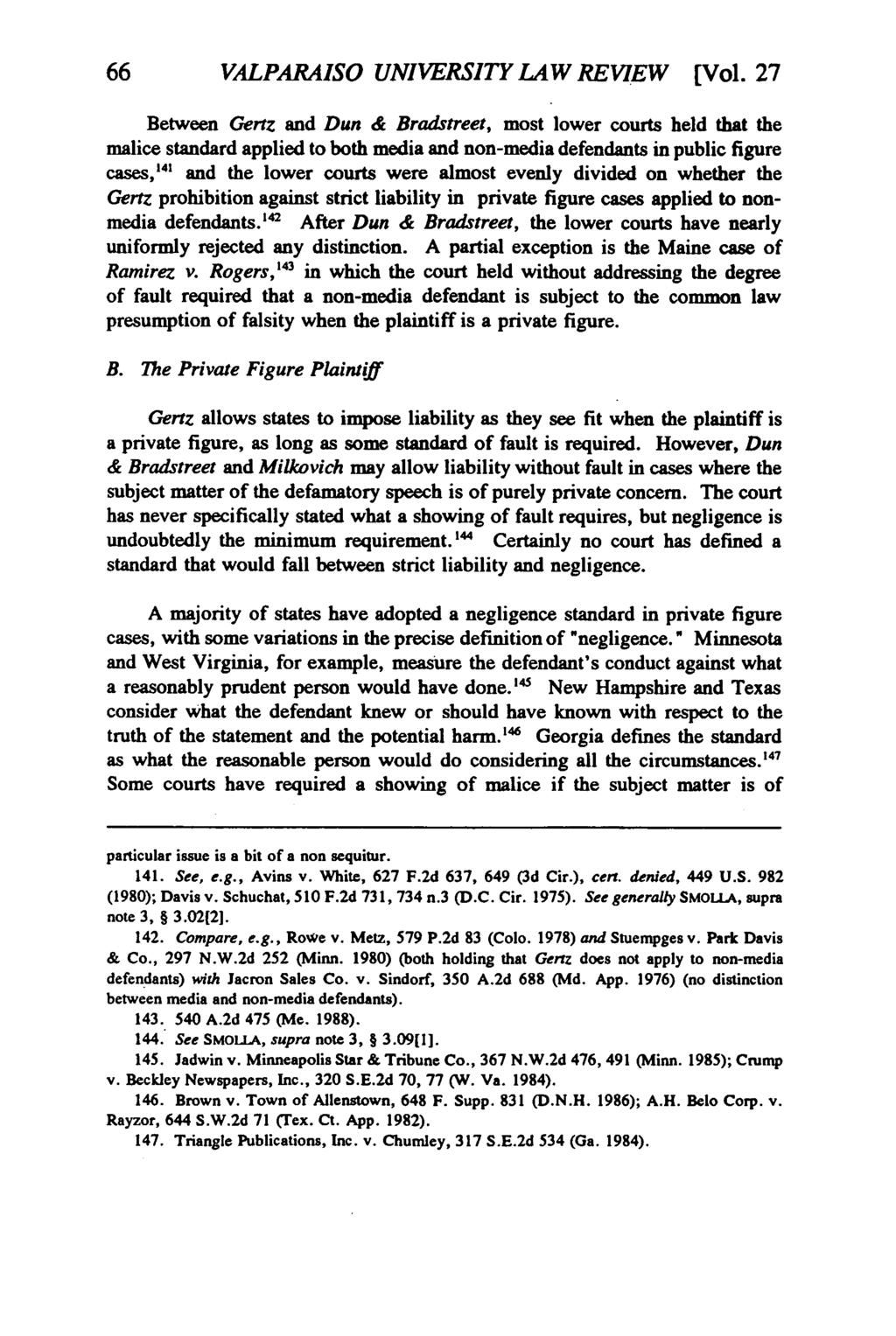 Valparaiso University Law Review, Vol. 27, No. 1 [1992], Art. 2 66 VALPARAISO UNIVERSITY LAW REVIEW [Vol.