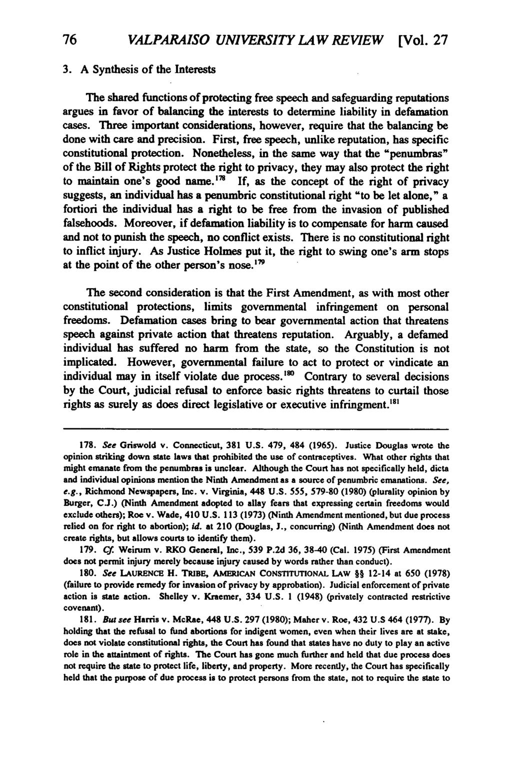 Valparaiso University Law Review, Vol. 27, No. 1 [1992], Art. 2 76 VALPARAISO UNIVERSITY LAW REVIEW [Vol. 27 3.