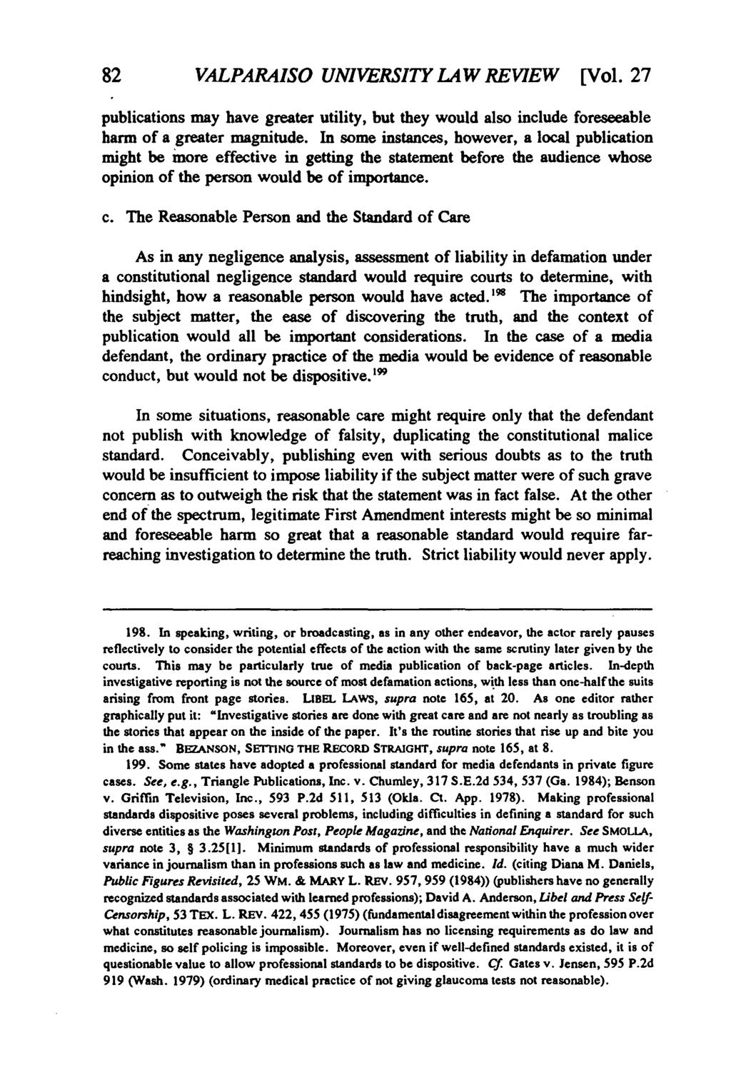 Valparaiso University Law Review, Vol. 27, No. 1 [1992], Art. 2 82 VALPARAISO UNIVERSITY LAW REVIEW [Vol.