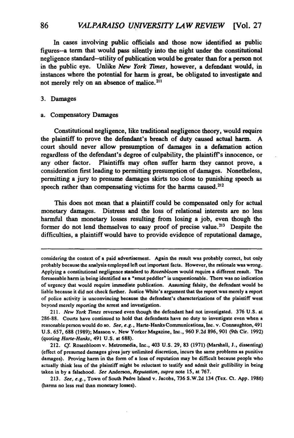 Valparaiso University Law Review, Vol. 27, No. 1 [1992], Art. 2 86 VALPARAISO UNIVERSITY LAW REVIEW [Vol.