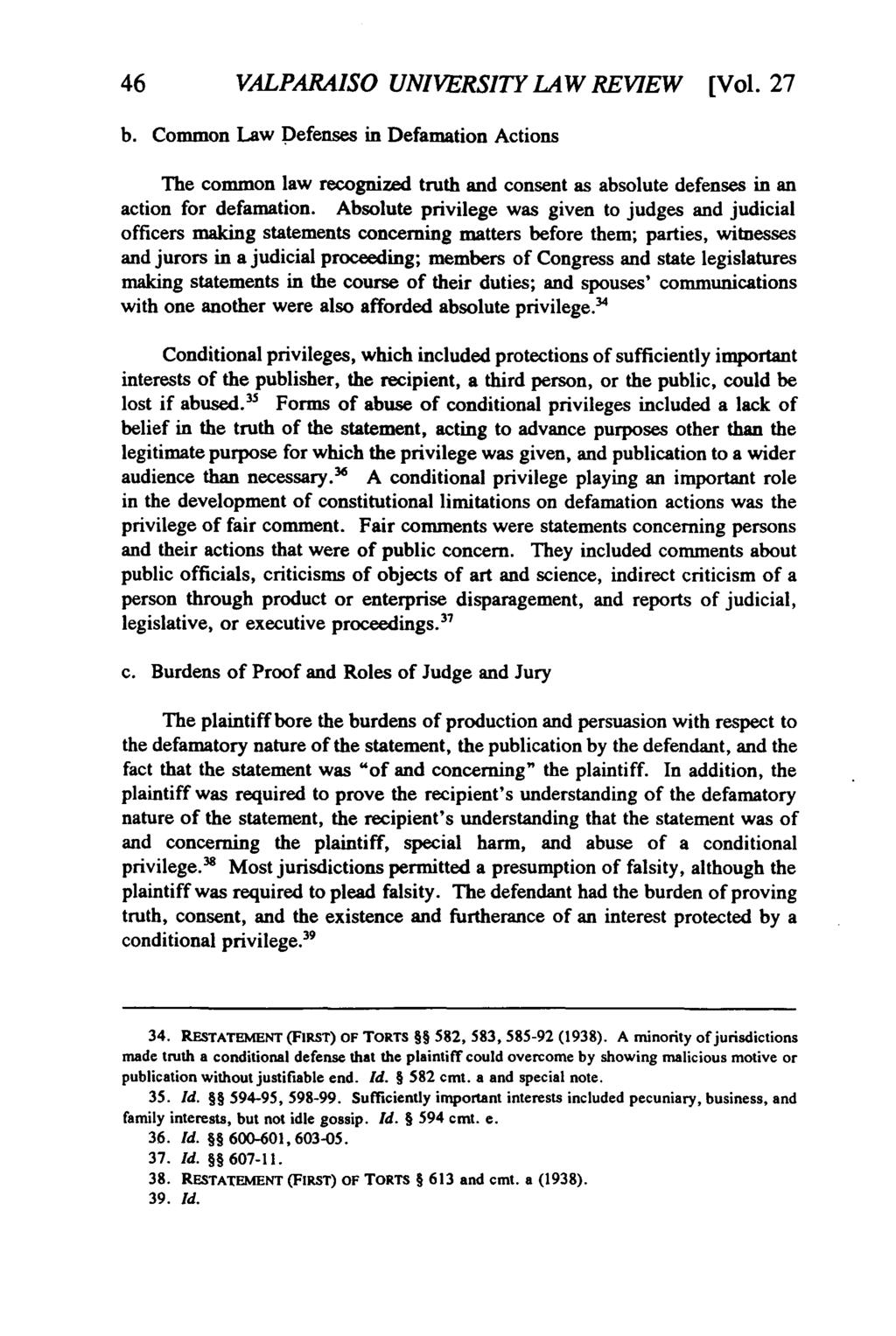 Valparaiso University Law Review, Vol. 27, No. 1 [1992], Art. 2 46 VALPARAISO UNIVERSITY LAW REVIEW [Vol. 27 b.