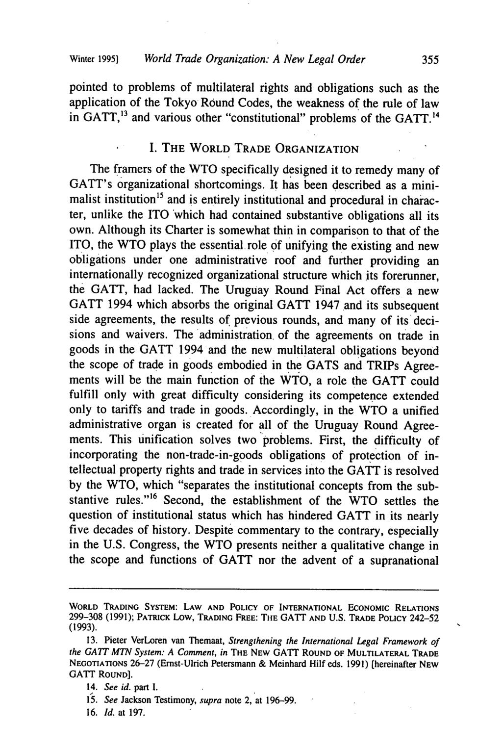 Winter 1995] World Trade Organization.