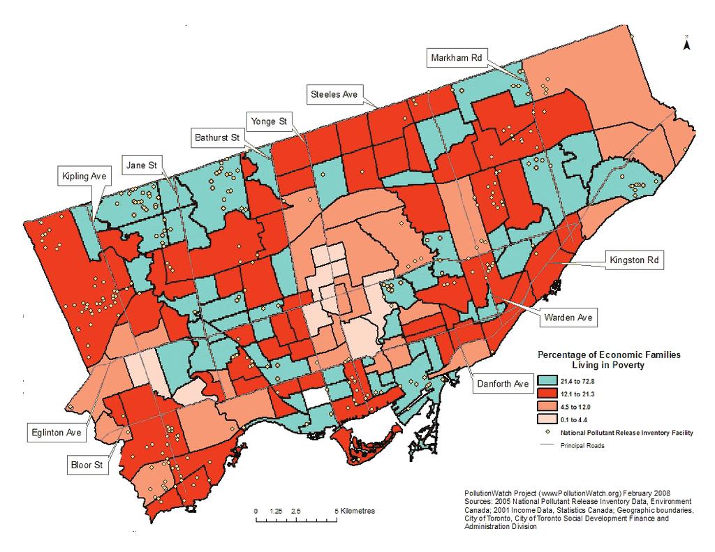 Map 3: Poverty in Toronto s Neighbourhoods 47 In a recent 2011 study of poverty in Toronto, 49 these areas of high levels of poverty were further identified as being marked by widening gaps between