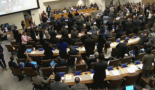 The Treaty on the Prohibition of Nuclear Weapons is adopted in a historic vote at the United Nations on 7 July 2017.