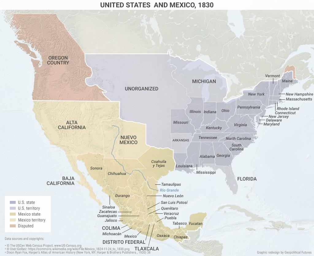 Two hundred years later, the situation was completely reversed. Mexico s territory was first reduced by the Louisiana Purchase, signed by U.S. President Thomas Jefferson in 1803.