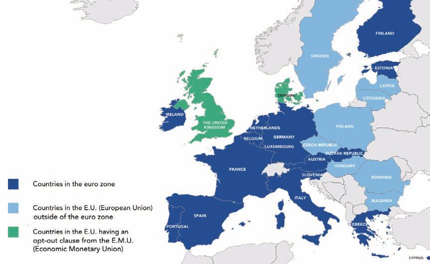 A geographic fragmentation which largely coincides with economic variances Member countries of the euro zone (on January 1, 2012) The European Union now comprises 27 countries for a total population
