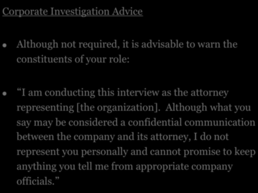 2. IDENTIFYING THE CORPORATE CLIENT Corporate Investigation Advice!