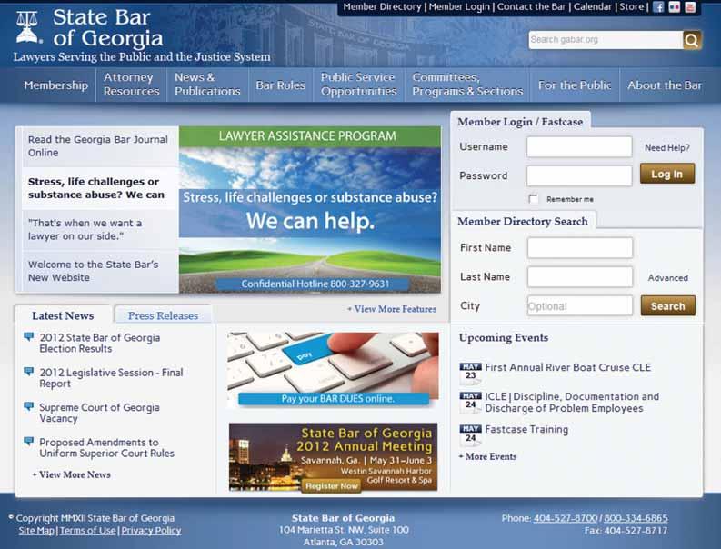 there s a new www.gabar.org! 3 2 5 1 4 7 6 8 1 2 Easily access the State Bar s Facebook page, Flickr site and YouTube channel. to aid in your searches.