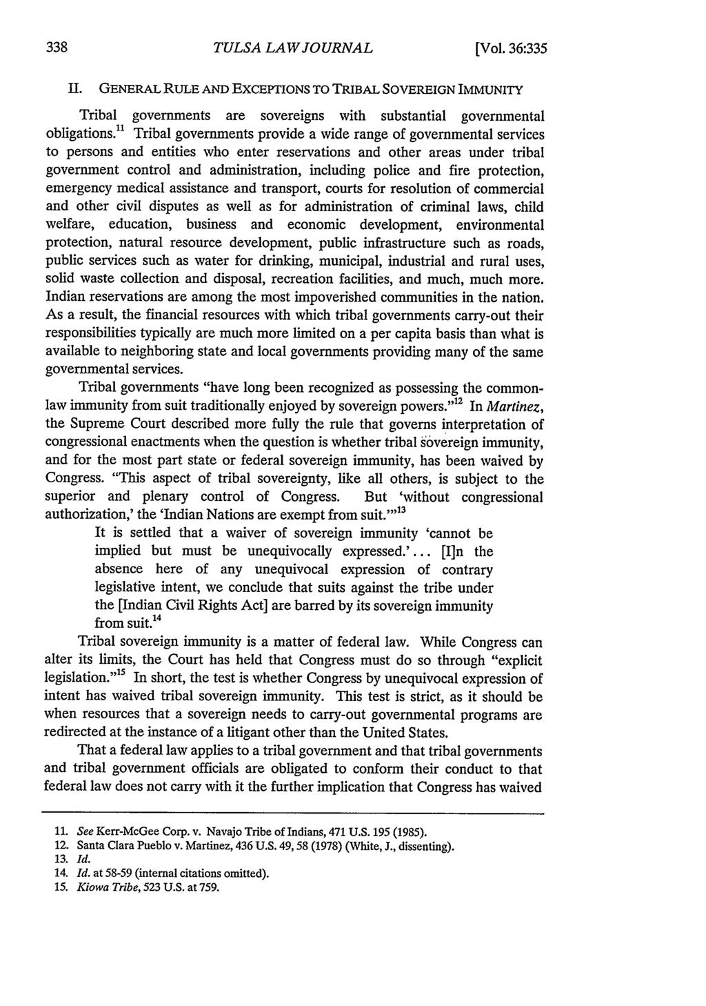 Tulsa Law Review, Vol. 36 [2000], Iss. 2, Art. 4 TULSA LAW JOURNAL [Vol. 36:335 II.