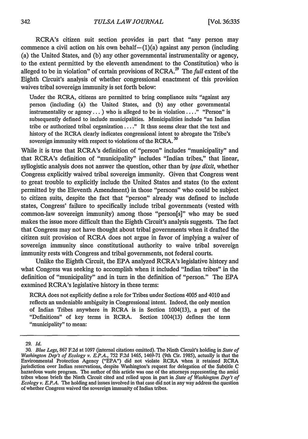 Tulsa Law Review, Vol. 36 [2000], Iss. 2, Art. 4 TULSA LAW JOURNAL [Vol.