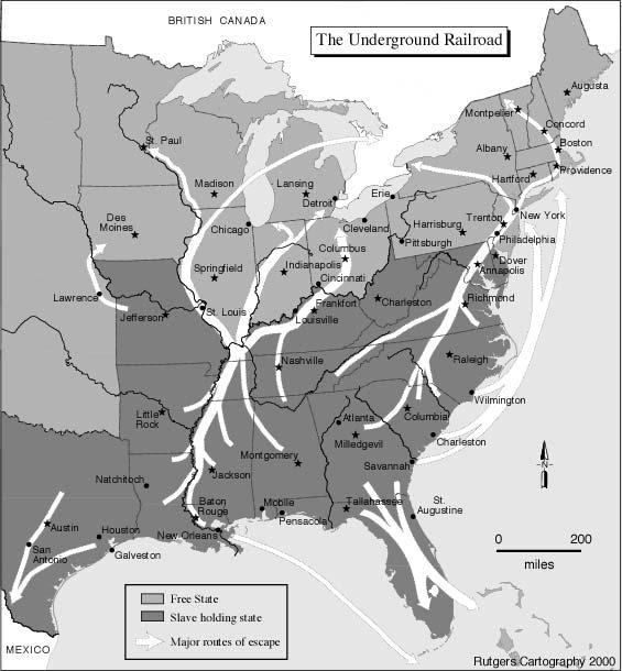 Underground Railroad: A group of abolitionists and paths that secretly helped slaves escape to the North or to Canada.