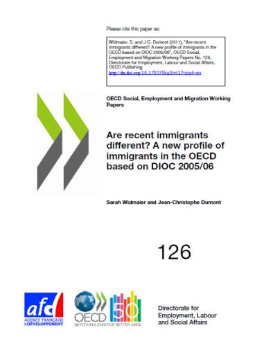 Databases on Immigrants in OECD Countries (DIOC) DIOC 2005/06: 25 OECD countries, population registers, census data and labour force survey data - 91 m foreign-born live in the 25 OECD countries