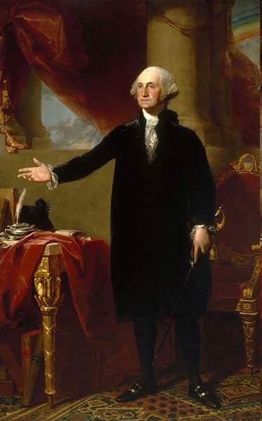 George Washington s official Presidential Portrait was painted by Gilbert Stuart in 1796. This image is courtesy of the National Portrait Gallery and Wikimedia Commons.