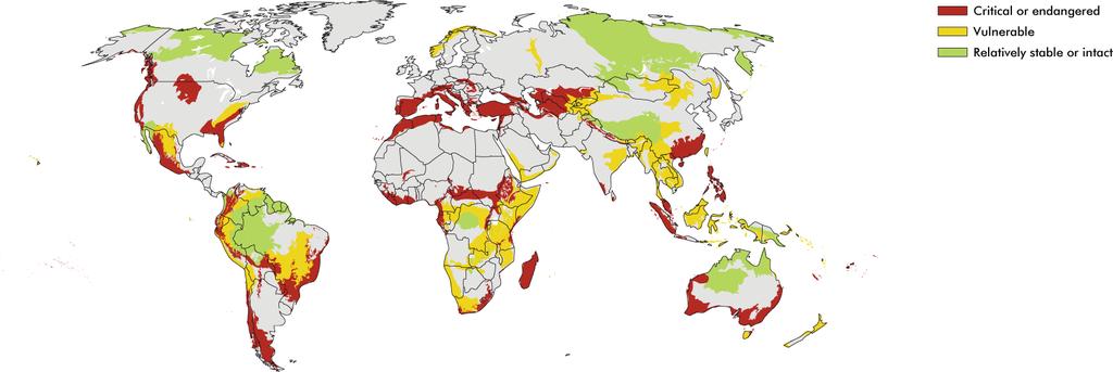 Figure 9. Status of terrestrial ecoregions - threats and vulnerabilities (Source: Ahlenius, 2007 on UNEP/GRID-Arendal Online) Figure 10a.