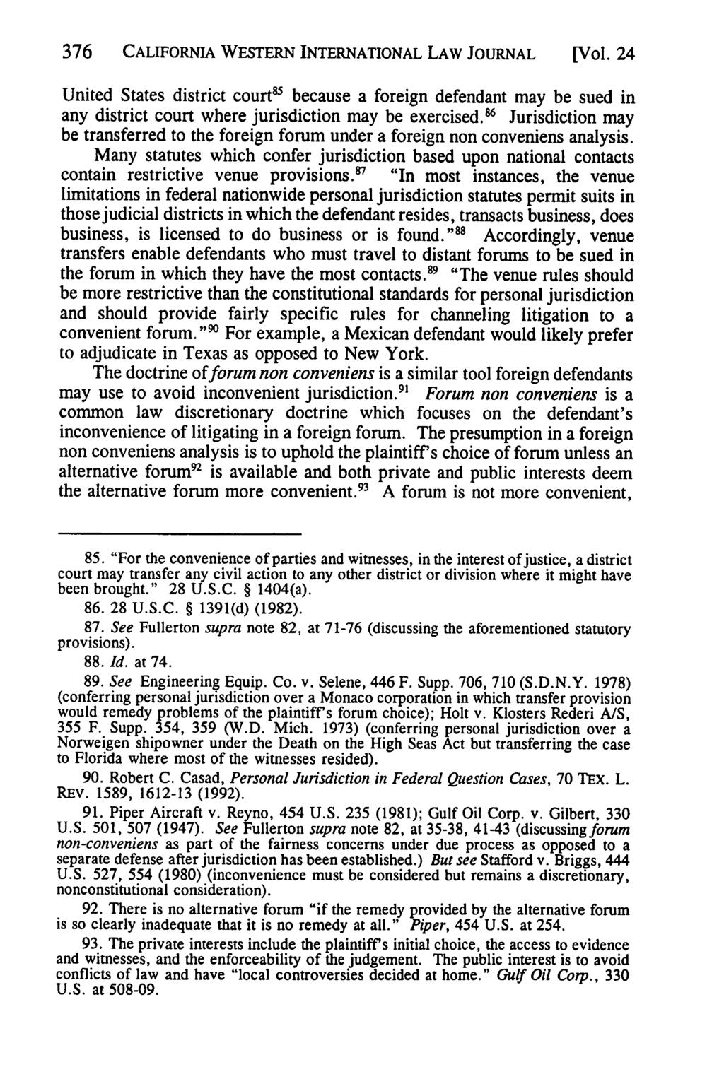 California Western International Law Journal, Vol. 24 [1993], No. 2, Art. 8 376 CALIFORNIA WESTERN INTERNATIONAL LAW JOURNAL [Vol.