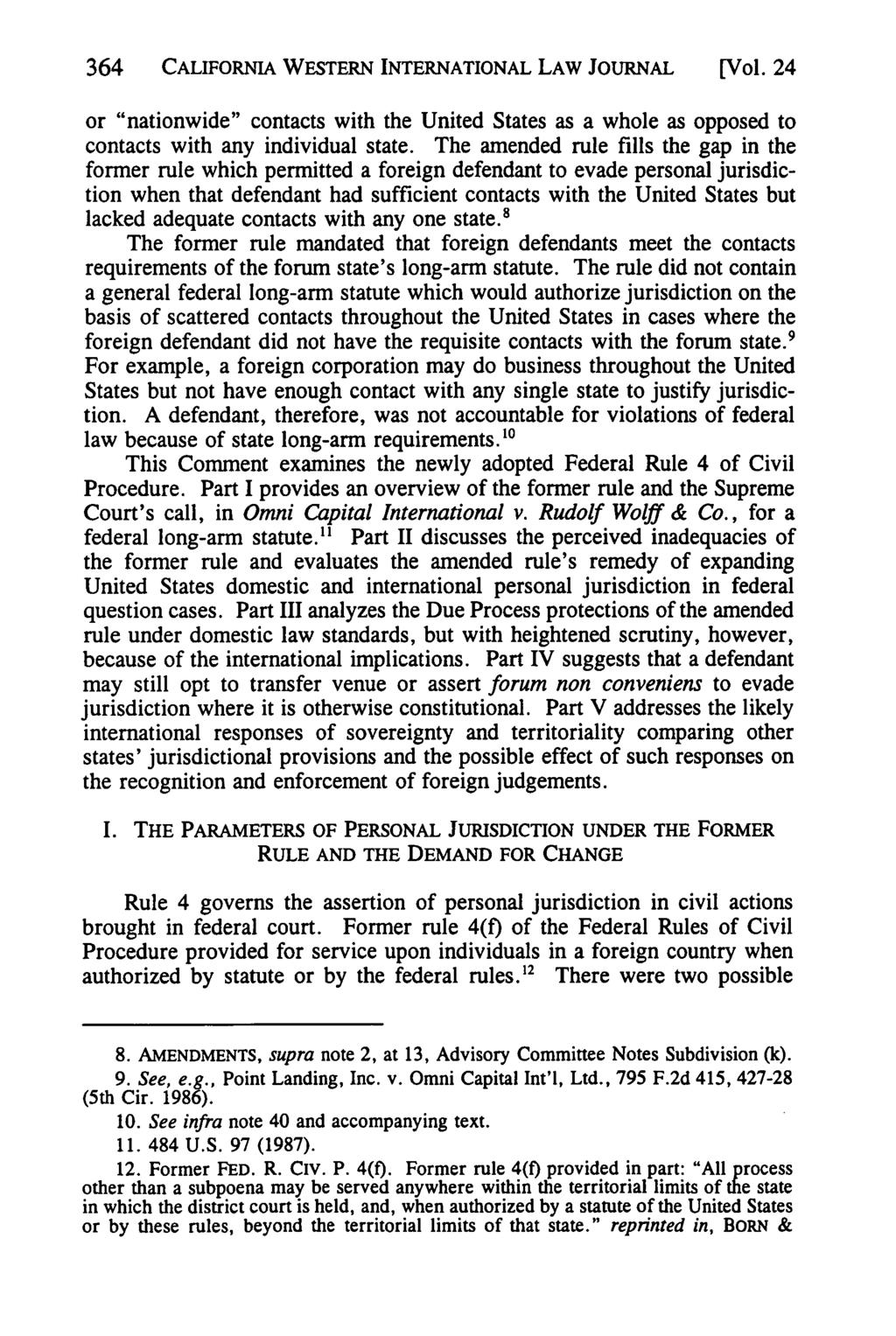 California Western International Law Journal, Vol. 24 [1993], No. 2, Art. 8 364 CALIFORNIA WESTERN INTERNATIONAL LAW JOURNAL [Vol.