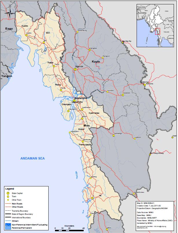 MON STATE PROFILE UPDATED: JUNE 2014 1 State Flag Mon Map: Myanmar Information Management Unit Previous Name State Capital Number of Districts 2 Number of Townships 10 Ward and Village Tract 463