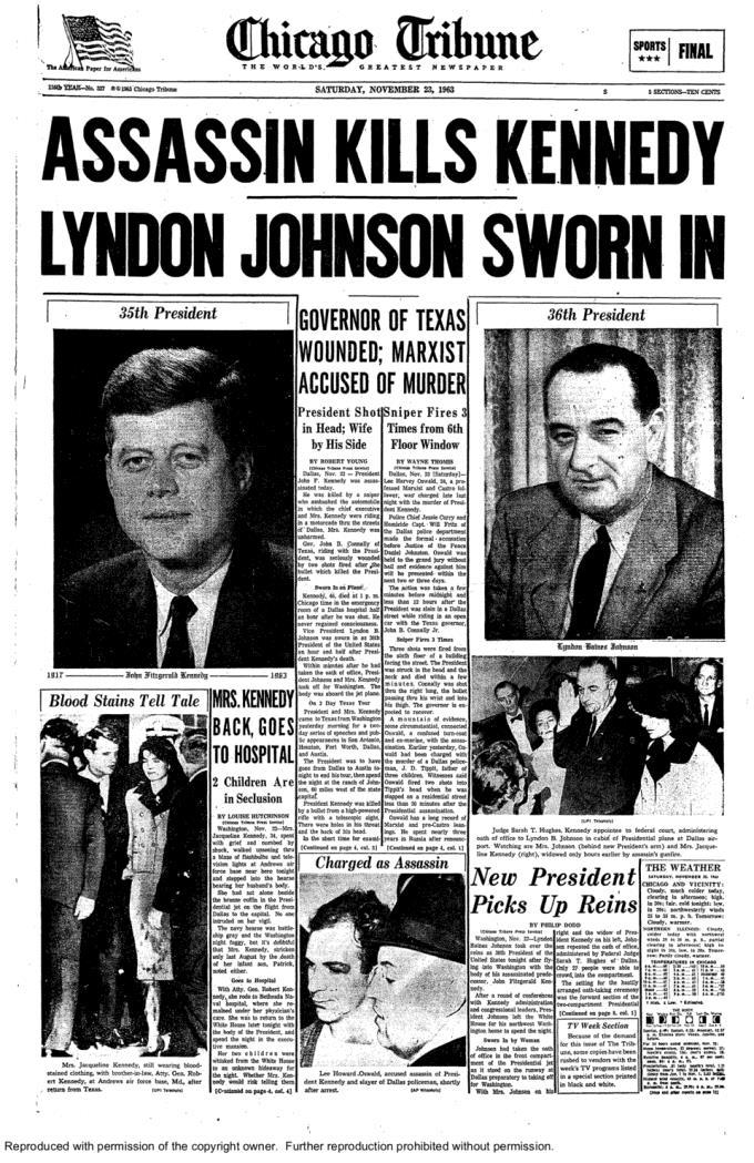 *President Kennedy a World War II veteran, as assassinated in 1963 in Dallas, Texas.