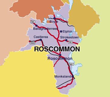Fig 1. Map of Ireland showing County Roscommon. Source: Western Development Commission (2011) Map of Roscommon Available at http://www.wdc.ie/county-profiles/roscommon/. (Accessed 8 th November 2011).