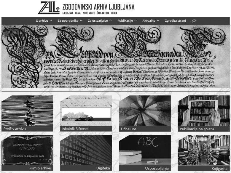 Na sliki 1 je prikazana spletna stran Arhiva Republike Slovenije, osrednjega državnega arhiva.