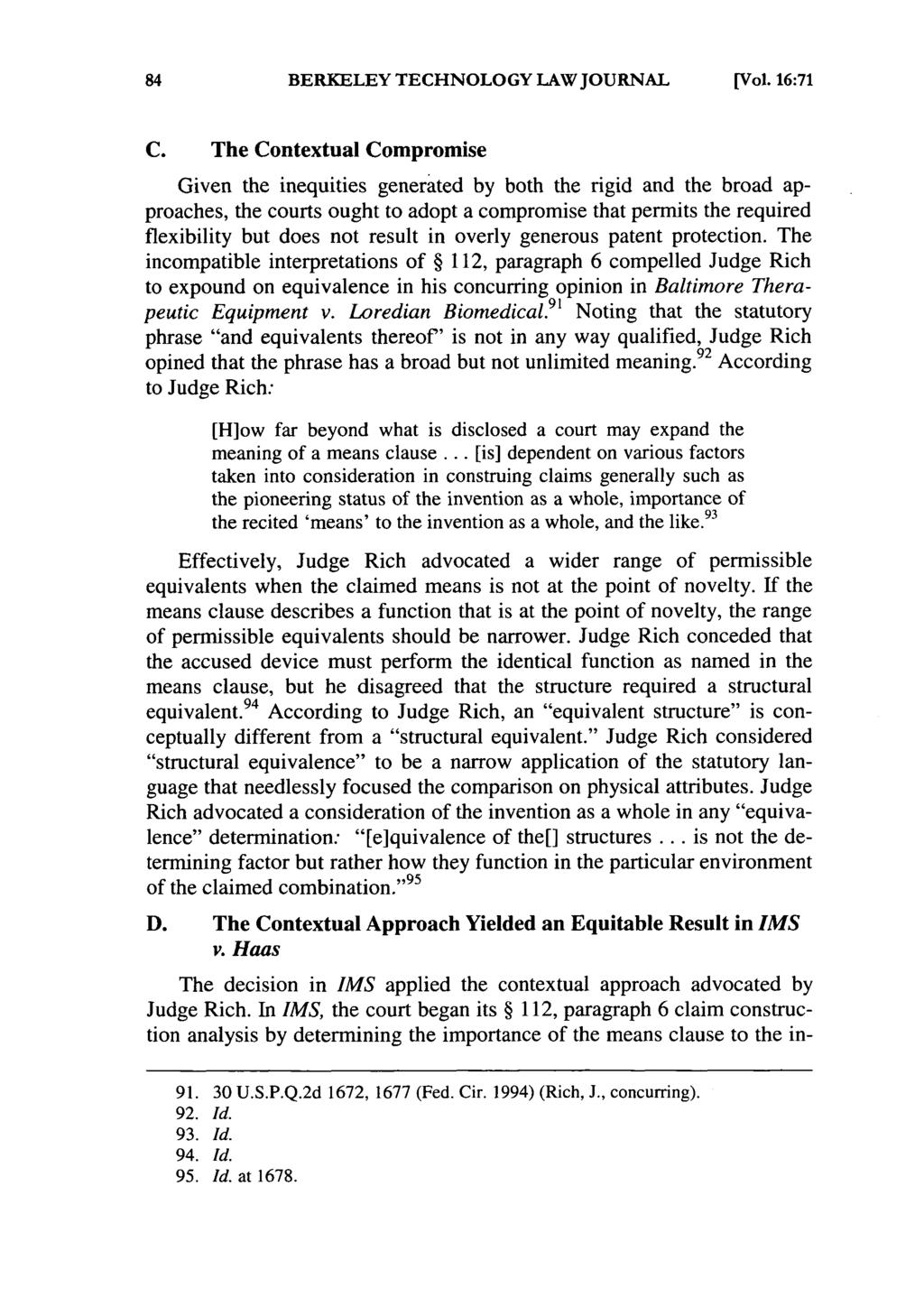 BERKELEY TECHNOLOGY LAW JOURNAL [Vol. 16:71 C.