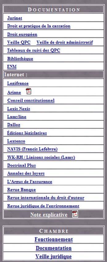 Le travail du conseiller rapporteur The virtual office propose also several shortcuts to access the online databases : Laws