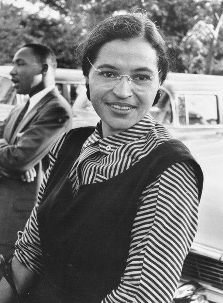 Module introduction: Rosa Parks with Martin Luther King Jr. in the background. Source: Wikimedia Commons at https://tinyurl.com/b4wuyon.