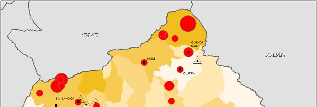 Map 1: Violence patterns in 2006 In the NW, APRD rebels are exploiting Chad s crisis (focused in the east of that state), while in the NE, rebels (UFDR) are taking advantage of Sudanese support.